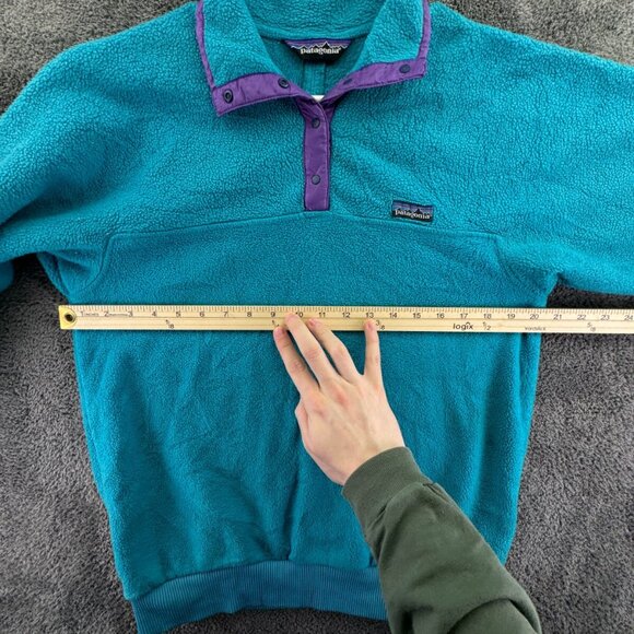 VTG Patagonia Womens Jacket Adult Fleece Purple Blue 1/4 Snap Pullover W/ Logo - Picture 4 of 15